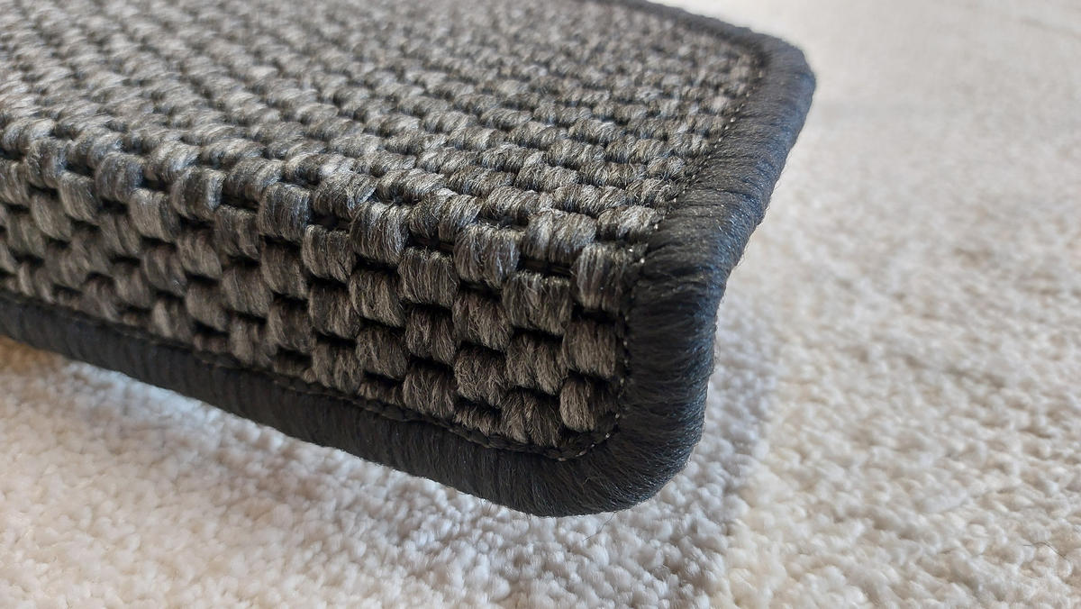 STUFENMATTE Set. 15 Stück "Florenz" Sisal Optik Flachgewebe Anthrazit 24 x 65 cm - Anthrazit, Textil (24/65/4cm) - oKu-Tex