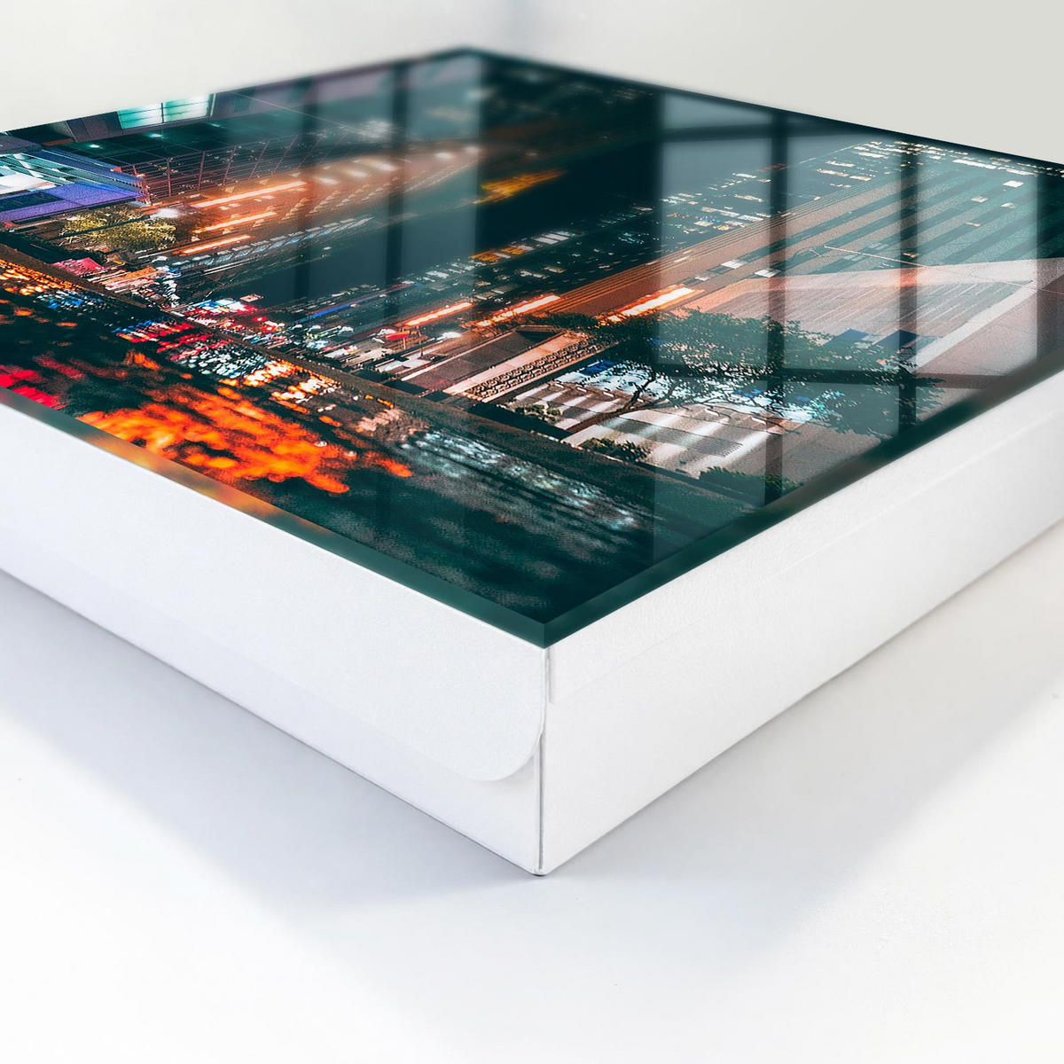 SCHLÜSSELBOX Weiß 30x30 cm – Türöffnung nach rechts - Stadtleben - Schwarz, Metall (30/30/5cm) - TULUP