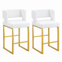 BARSTUHL 2er-Set gepolstert 91,4 cm PU-Leder White+Gold - Goldfarben, Metall (53.3/91.4/48cm) - Meubliv
