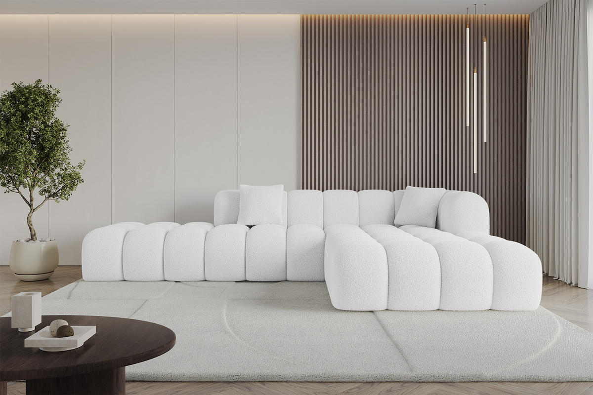 ECKSOFA Ottomane Rechts OLEA-L2 - 289x176x71 cm Weiß - Schwarz/Weiß, Holzwerkstoff/Kunststoff (289/176cm) - ALTDECOR