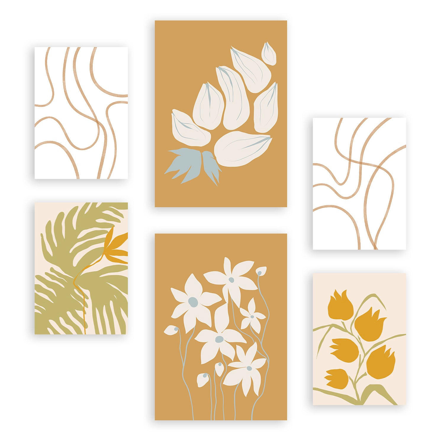 POSTER Set Mit 6 Flora Geht In Blume Zusammenfassung Ästhetische Dekorative Gemälde Für Ihr Wohnzimmer, Schlafzimmer, Zuhause A3 & A4 Rahmenlos - Klar, Papier (29/3cm) - Nacnic