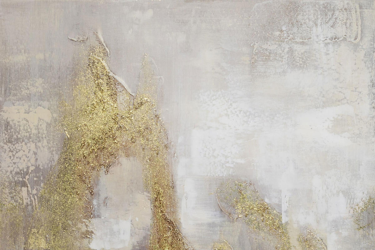 ACRYLBILD HANDGEMALT 80/80 cm - Goldfarben/Grau, Holz/Textil (80/80cm) - KUNSTLOFT