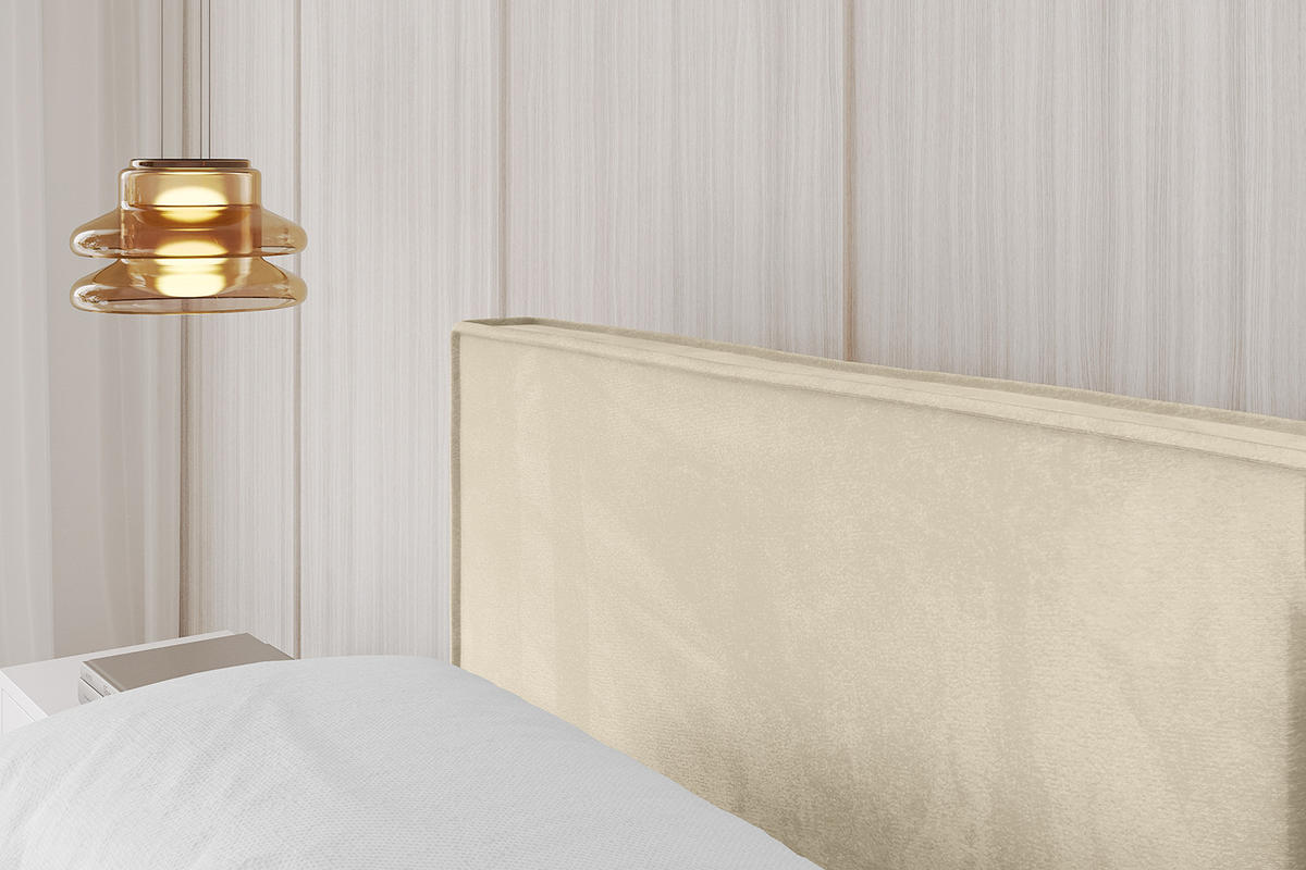 POLSTERBETT mit Bettkasten und Lattenrost, Boxbett ohne Matratze - EMMI-V1 180x200 Beige - Ecru, Holzwerkstoff/Textil (180/200cm) - ALTDECOR