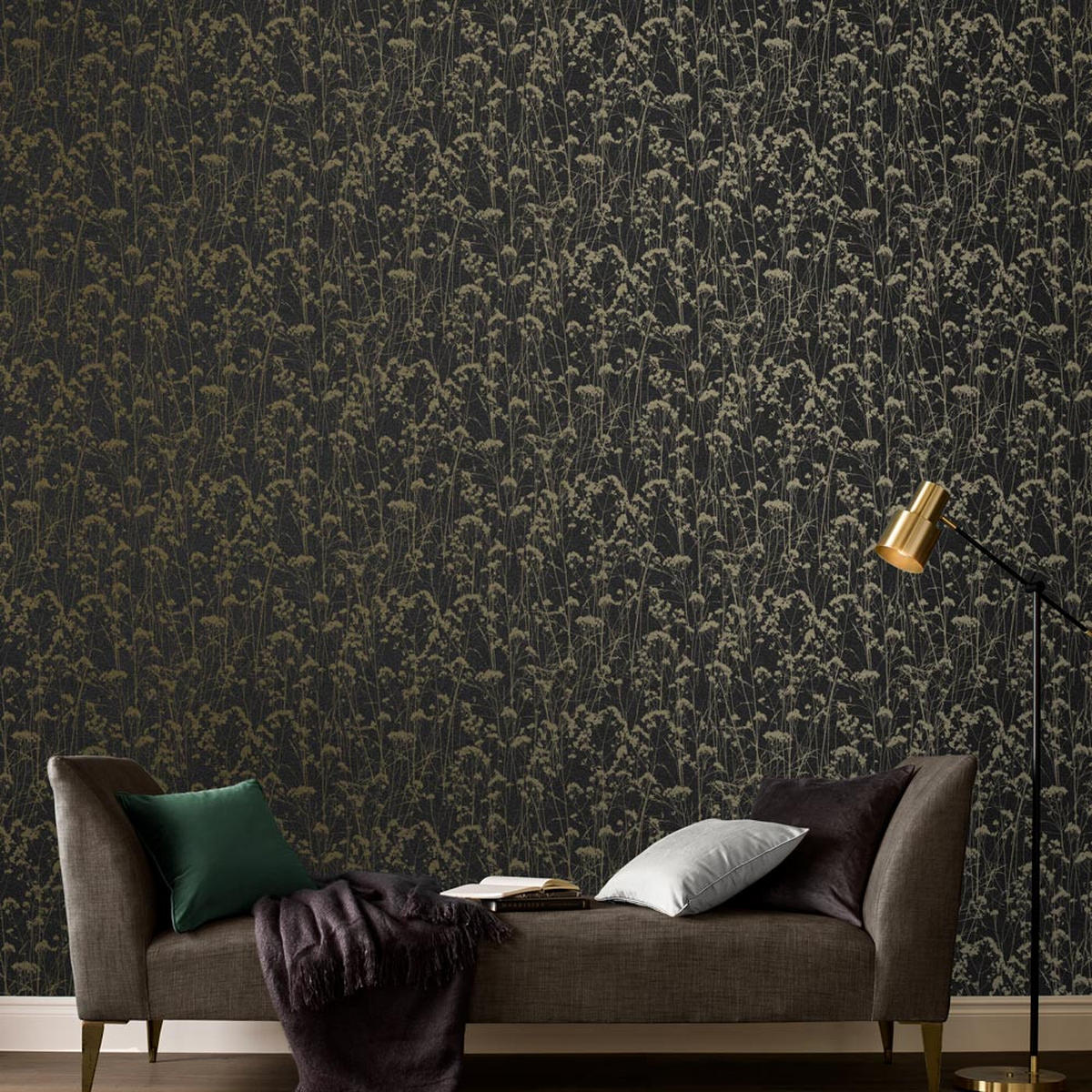 VLIESTAPETE Grace Deep Night - Schwarz, Papier/Kunststoff (52/1005cm) - Graham & Brown