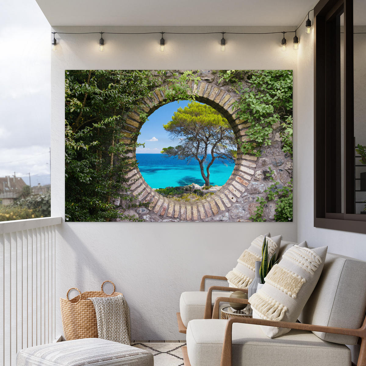 ZAHRADNÍ PLAKÁT Moře - Strom - Tropical - vista 180x120 cm - šedohnědá, plast (180/120/0.2cm) - OnlyWow