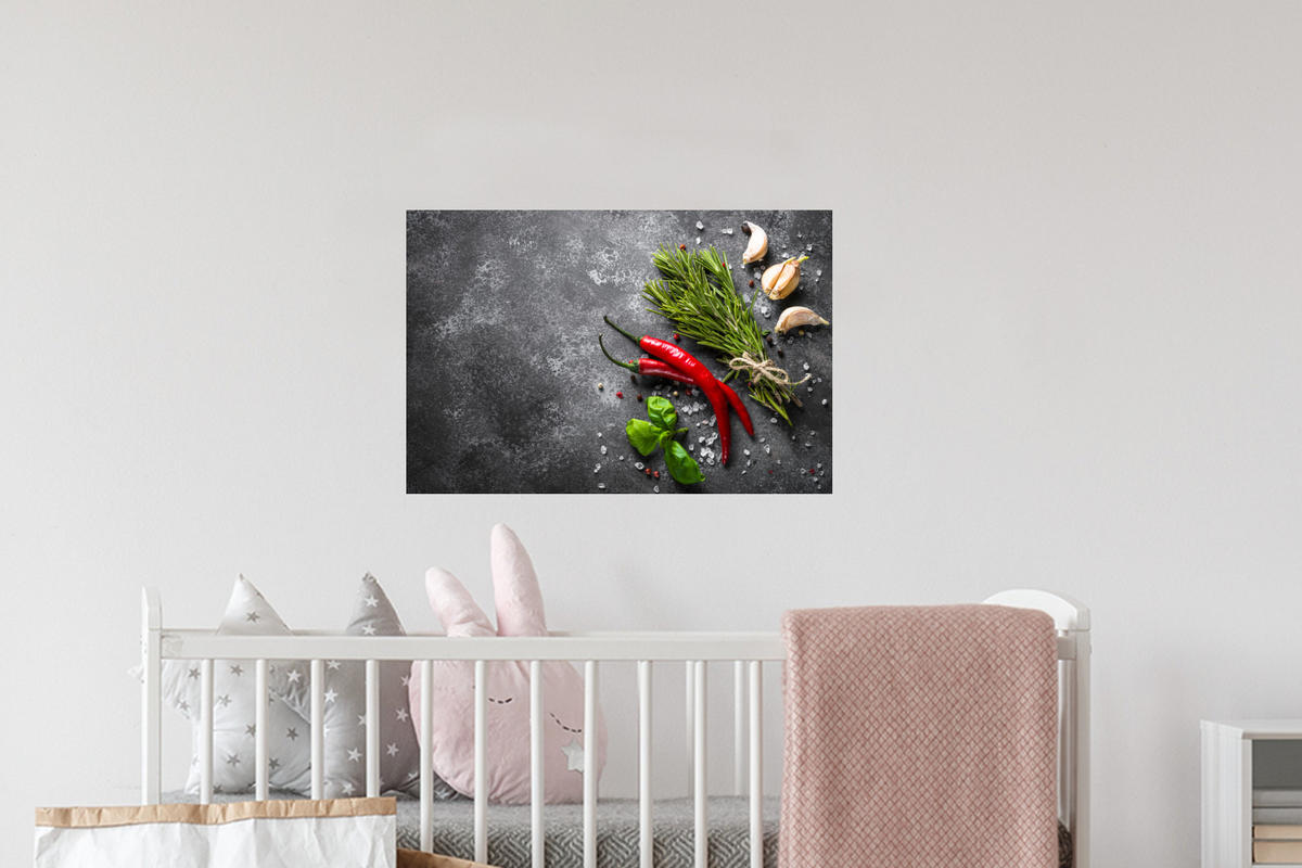 WANDTATTOO Pfeffer - Kräuter - Gewürze - Beton 60x40 cm - Dunkelgrau, Kunststoff (60/40/0.1cm) - MuchoWow