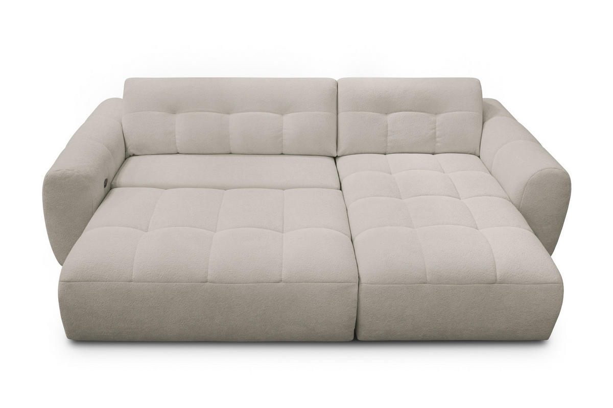 ECKSOFA LUMERO 4-Sitzer RECHTS, creme - Ecru/Schwarz, Holz/Textil (275/166cm) - Courtois Laville