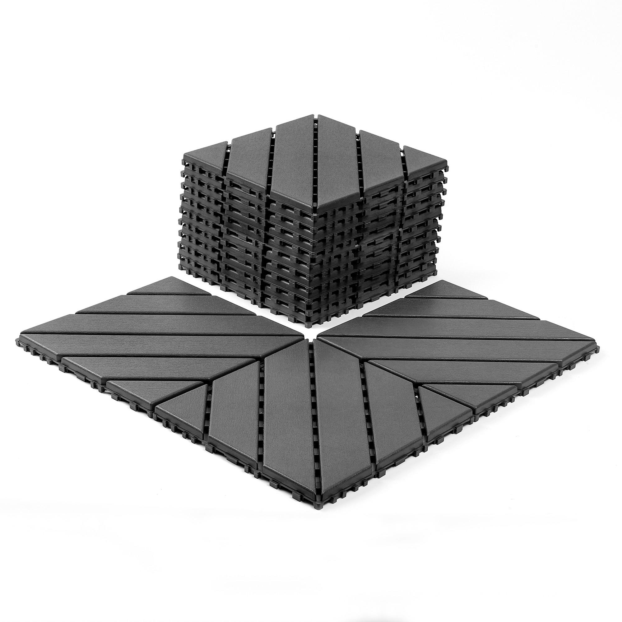TERRASSENFLIESE 30.5/30.5/2 Dunkelgrau, 12"x12" Quadratisch, Plastik 44 Stück - Dunkelgrau, Kunststoff (30.5/30.5/2cm) - Oxeza