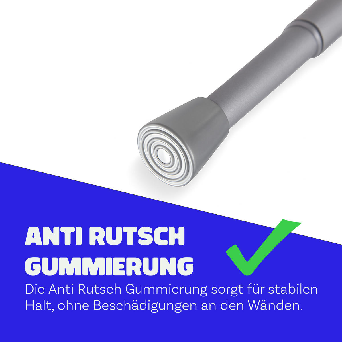 VERSTELLBARE Vorhangstange - Spannstange zum Klemmen Silber Ø10/13 mm 60-90 cm - Silberfarben, Metall (60cm) - Bestlivings