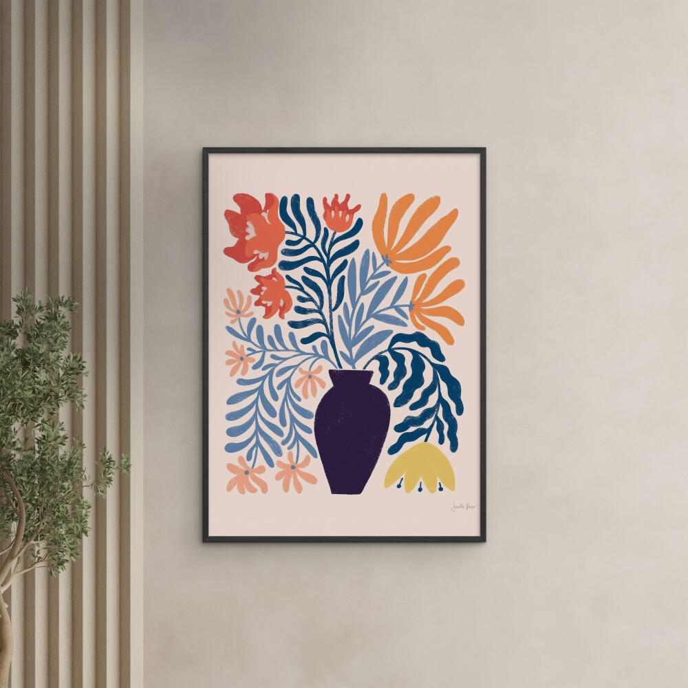 POSTER mit Rahmen Wild Apple - Floral No. 2 - Multicolor/Schwarz, Holz/Papier (70/100cm) - Poster&Frame