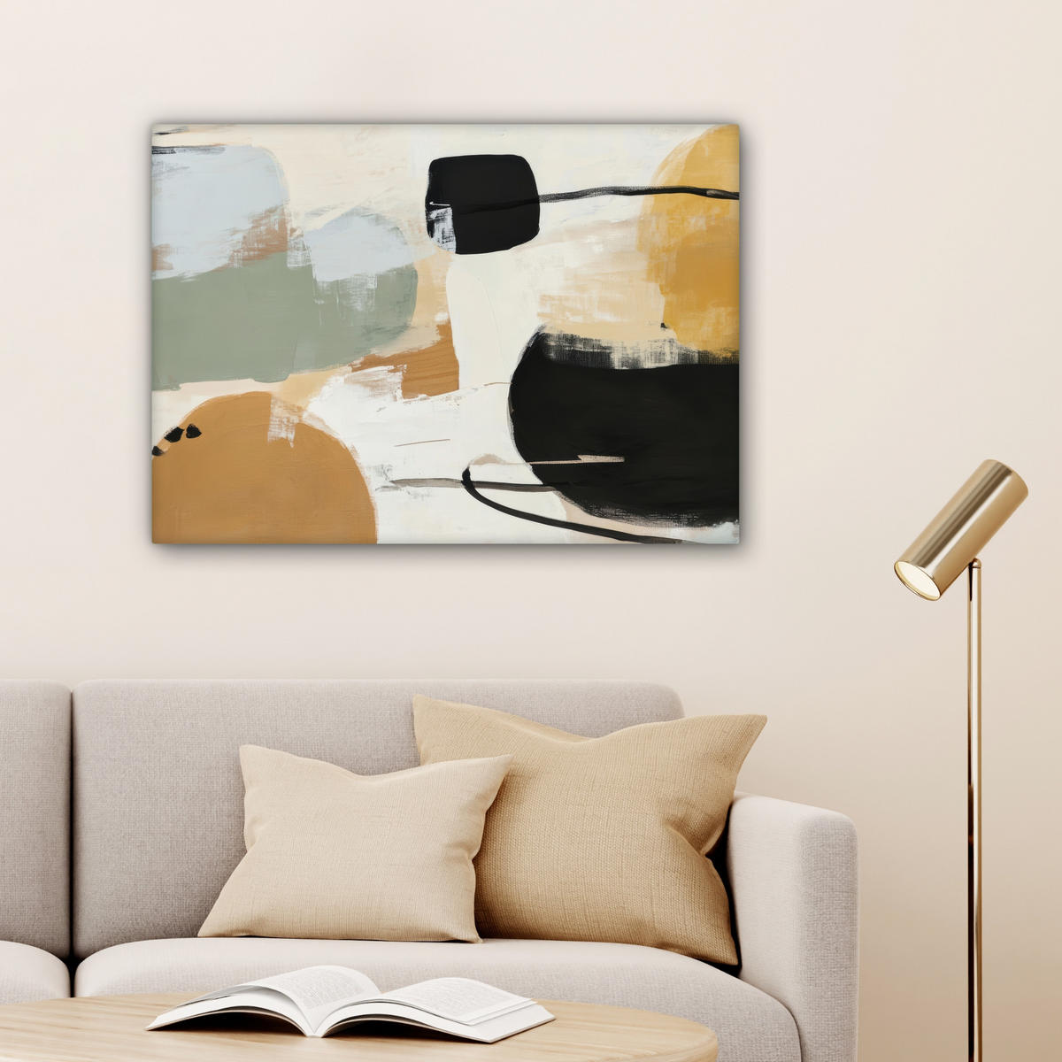 LEINWANDBILD Farbe - Abstrakt - Farben Wandbilder 80x60 cm - Currygelb, Textil (80/60cm) - MuchoWow