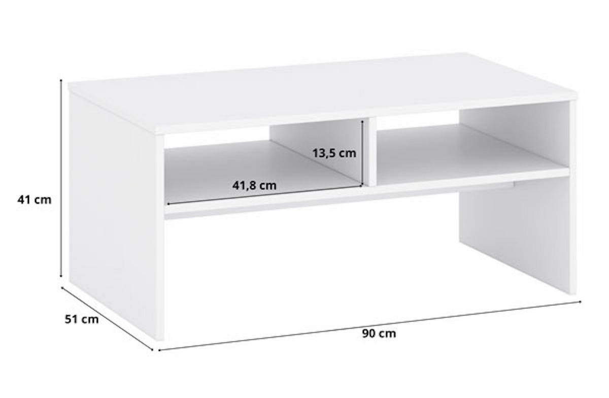 COUCHTISCH Agnes weiß 90 / 51 / 41cm - Weiß, Holz/Holzwerkstoff (51/90/41cm) - Feldmann-Wohnen