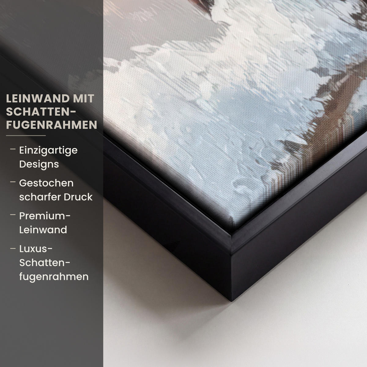 LEINWAND Bilder mit Rahmen - Vögel - Zweig - Winter - Schnee - 70x50 - Pastellblau, Textil (70/50cm) - MuchoWow