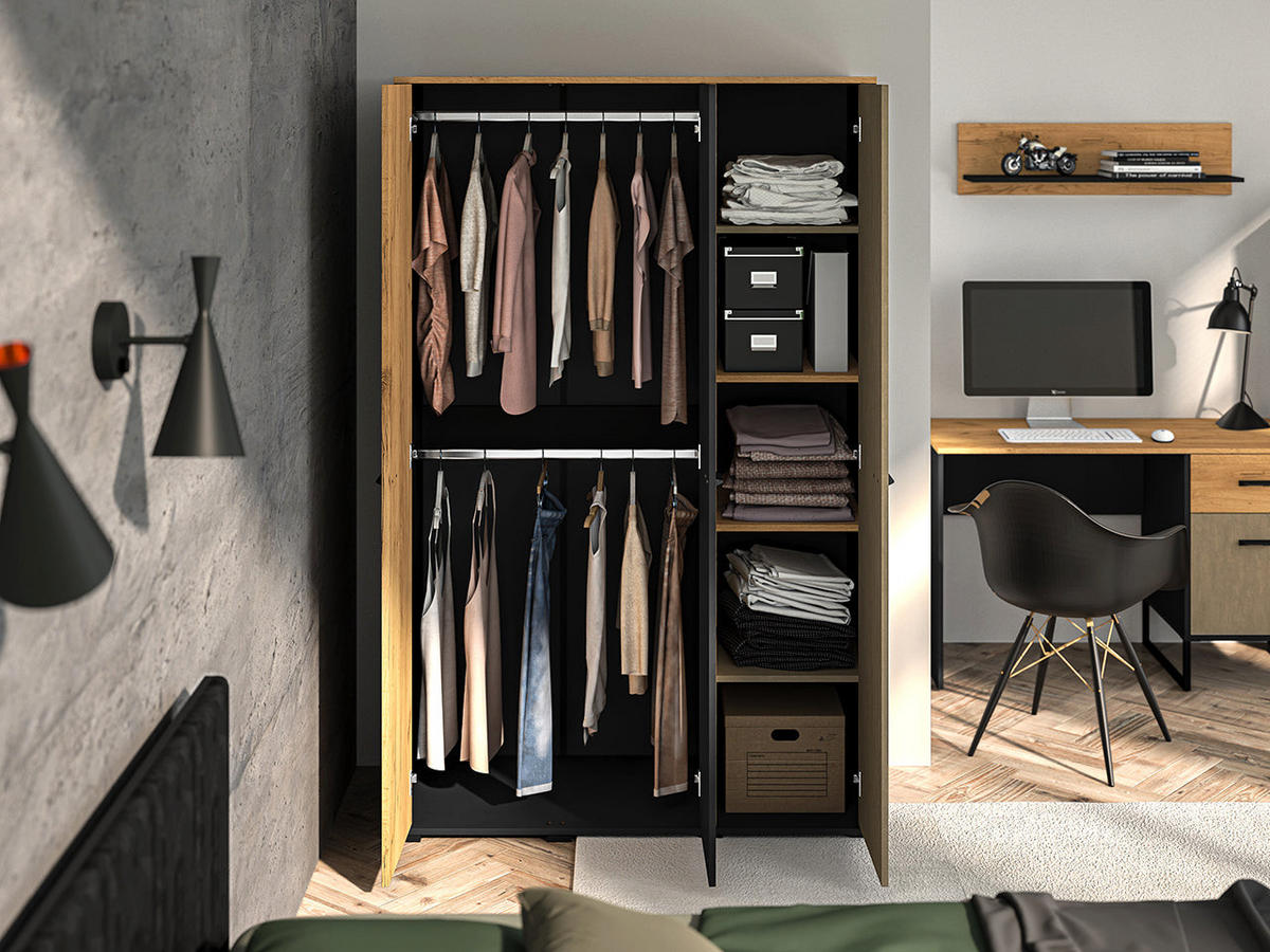 KLEIDERSCHRANK – 120 cm – Colt – Eichefarben – KL-011 - Eichefarben, Holzwerkstoff (120/190/55cm) - hi-markt