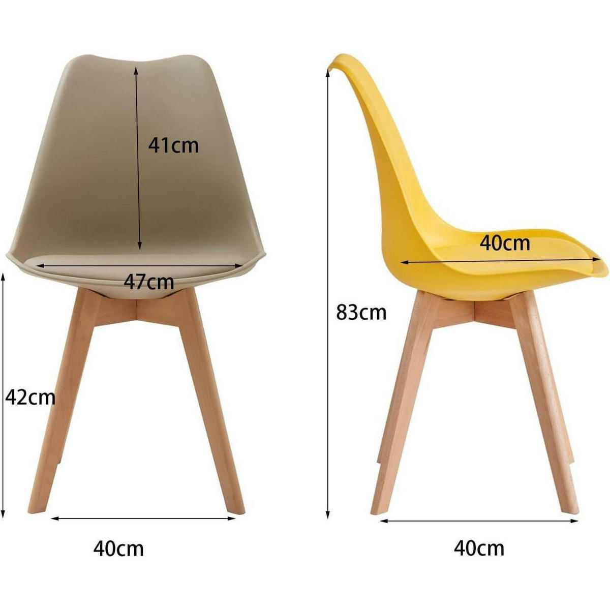 ESSZIMMERSTUHL 8er Set mit abnehmbarem Stuhlkissen Beige+Gelb - Multicolor, Kunststoff (49/83/42cm)