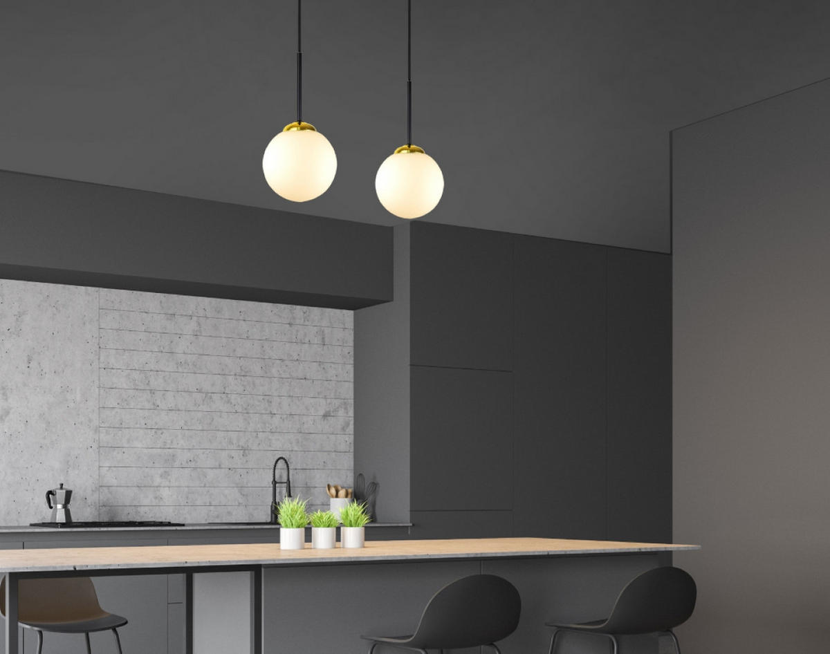 PENDELLEUCHTE Milano Glas - Goldfarben/Schwarz, Glas/Metall (14/35/80cm) - kiki design