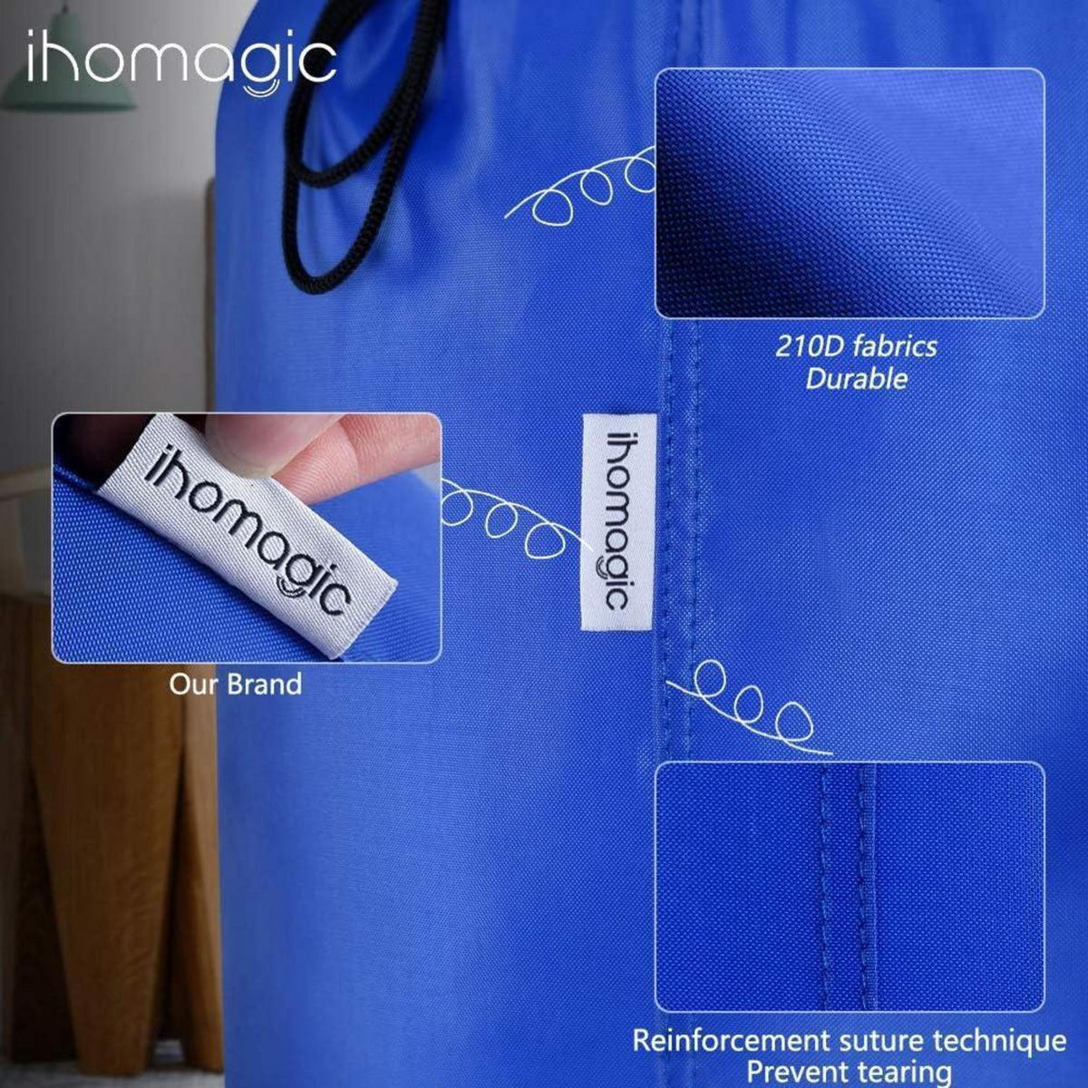 WÄSCHESACK 125 L Dunkelblau Faltbar - Blau, Textil (66/92/66cm)