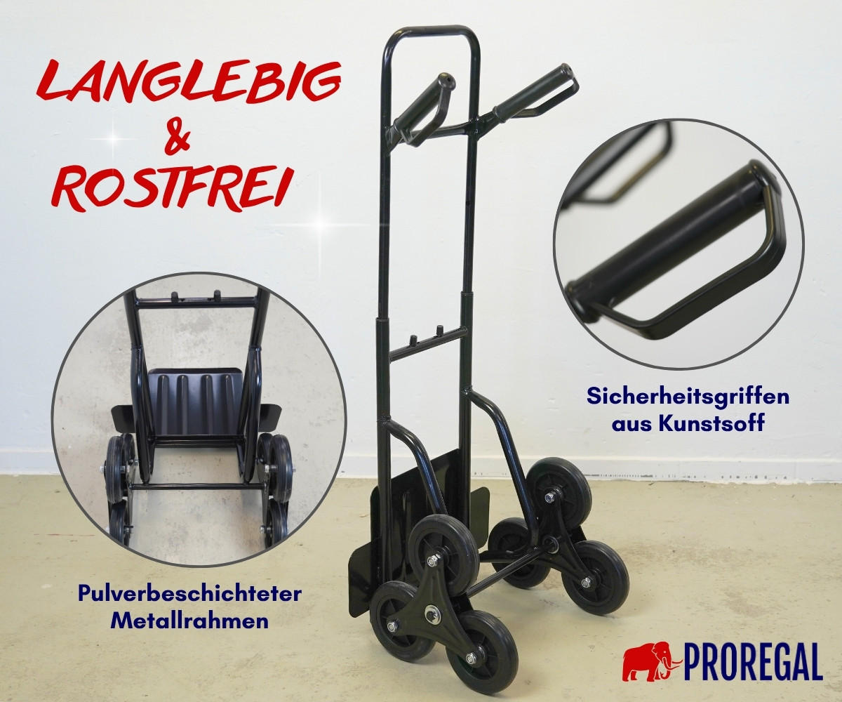 TREPPENSTEIGER Sackkarre Odin 111x60x43cm Tragkraft 200kg Schwarz - Schwarz, Metall (43/60/111cm) - PROREGAL