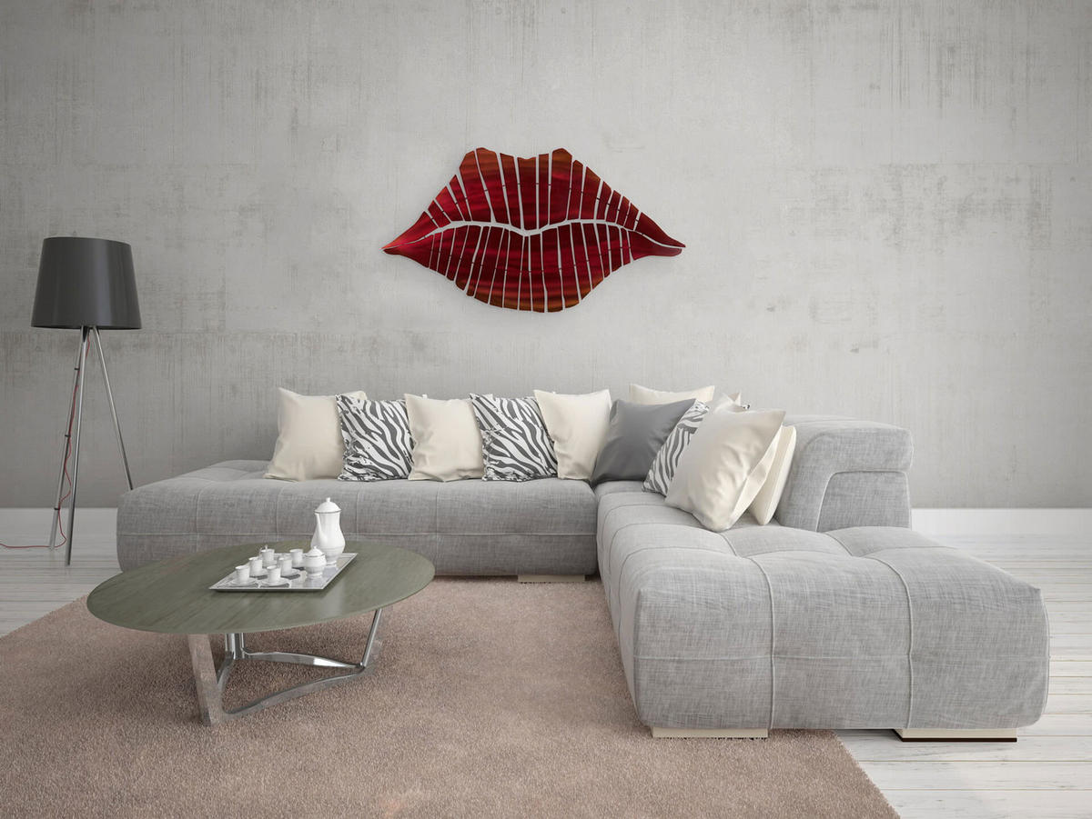 WANDDEKO Rot 100/56 cm - Rot/Weiß, Metall (3.21/56/3cm) - KUNSTLOFT