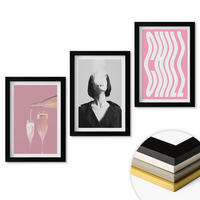 WANDBILDER 3er-Set - 20x30 cm Schwarzer Rahmen - Stilvolles Porträt, Champagner-Entspannung - Schwarz, Kunststoff (20/30cm) - ArtPrintCave