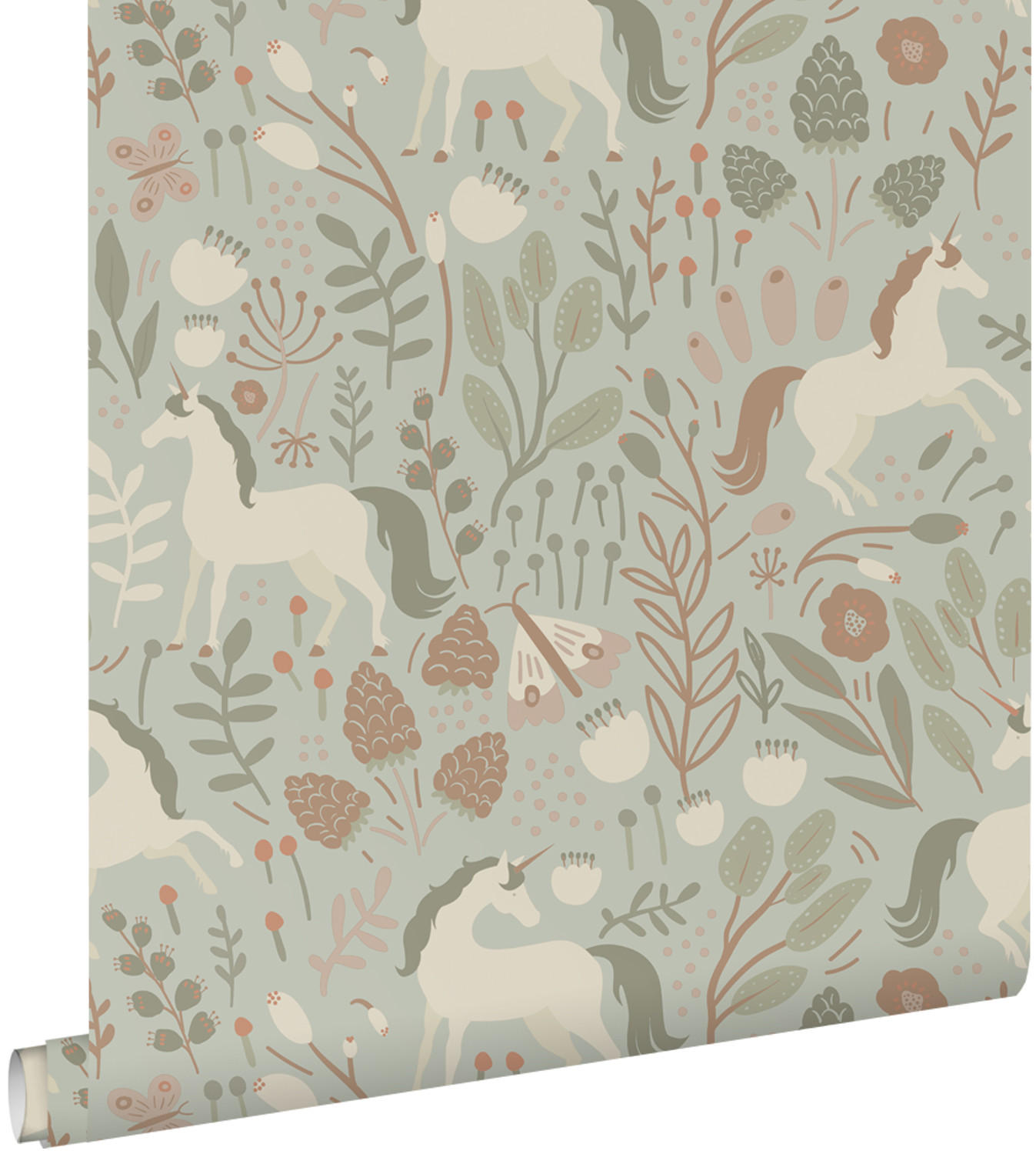 TAPETE Einhörner 53 cm x 10.05 m - Grün, Papier (53/0.1cm) - ESTAhome