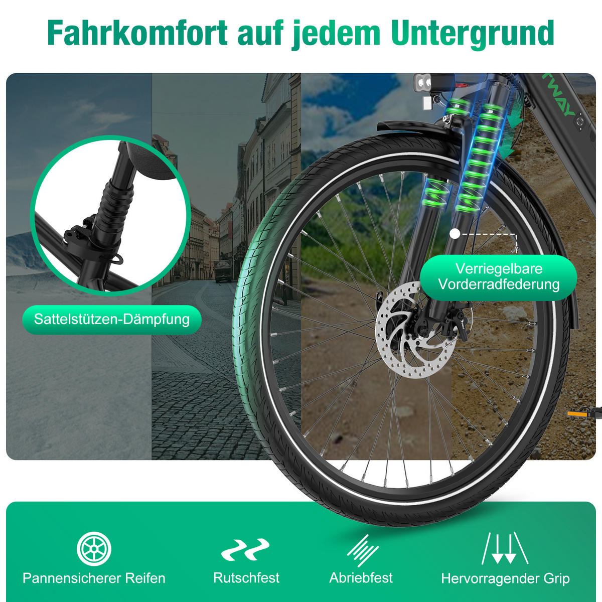 E-BIKE BK7S PRO 27,5 Zoll , ideal für Körpergrößen von 170 bis 195 cm - Schwarz, Metall (84cm) - HITWAY