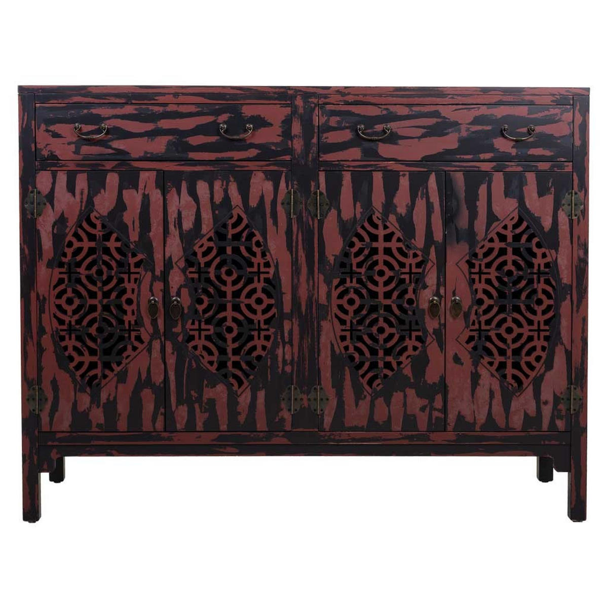 SIDEBOARD aun Holz, Rot, 136x36x106 - Multicolor, Holz (136/106/36cm) - Wanderlust