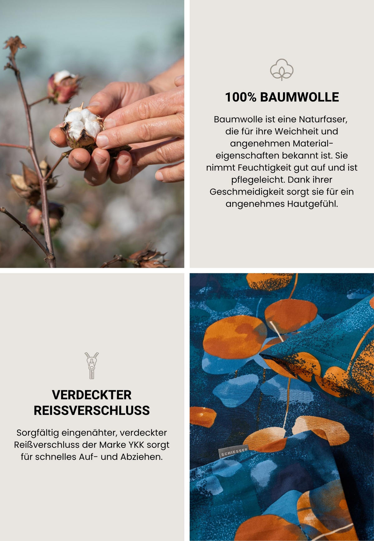 BETTWÄSCHESET Maxima - Renforcé - 2-teilig - 135 x 200 cm - Blau-Rost - Rostfarben, Textil (135/200cm) - SCHIESSER