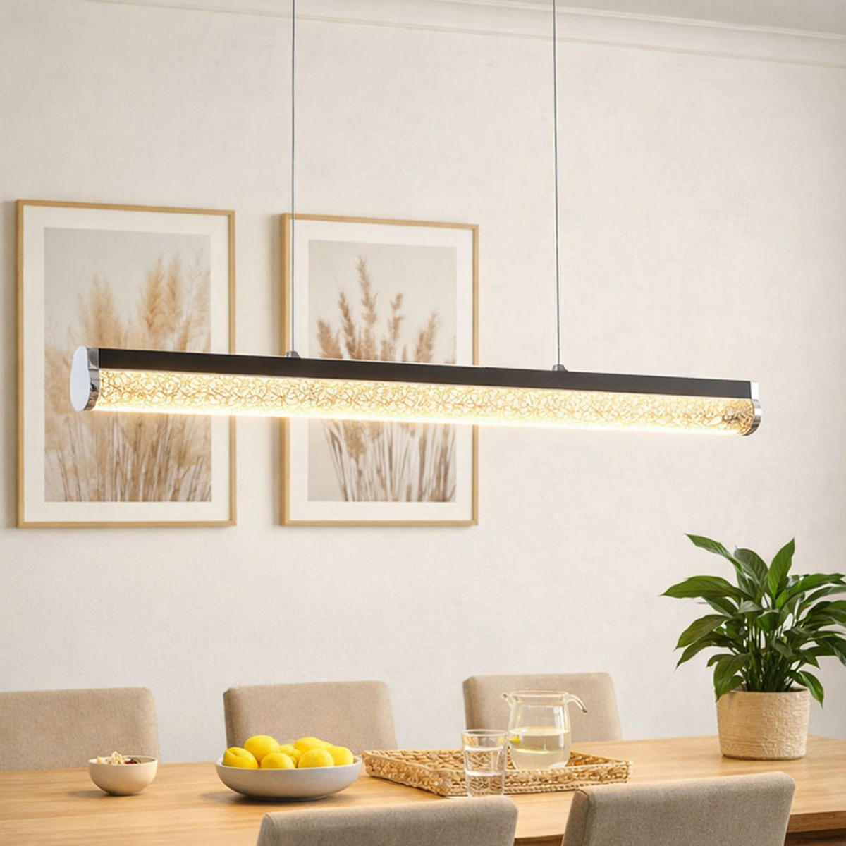 LED HÄNGELEUCHTE Stahl Schwarz - Schwarz, Glas (76.5/8/110cm)