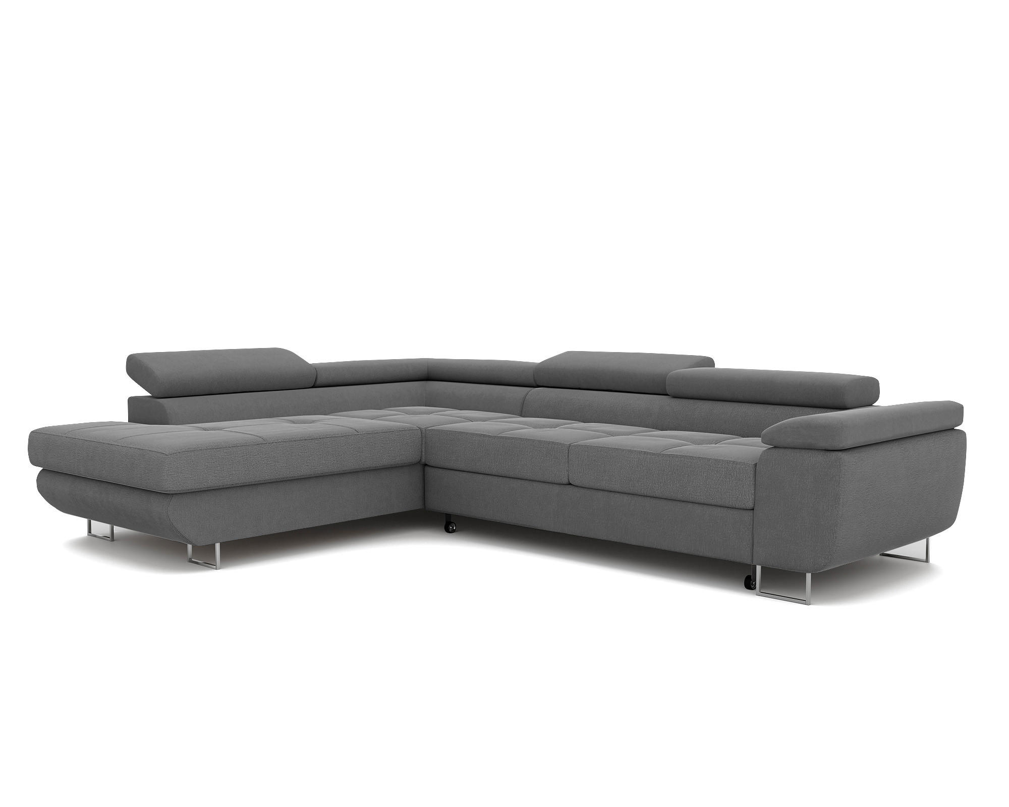 ECKSOFA ANTON mit Schlaffunktion und Bettkasten Dunkelgrau - Dunkelgrau, Holzwerkstoff/Kunststoff (274/203cm) - Idohome