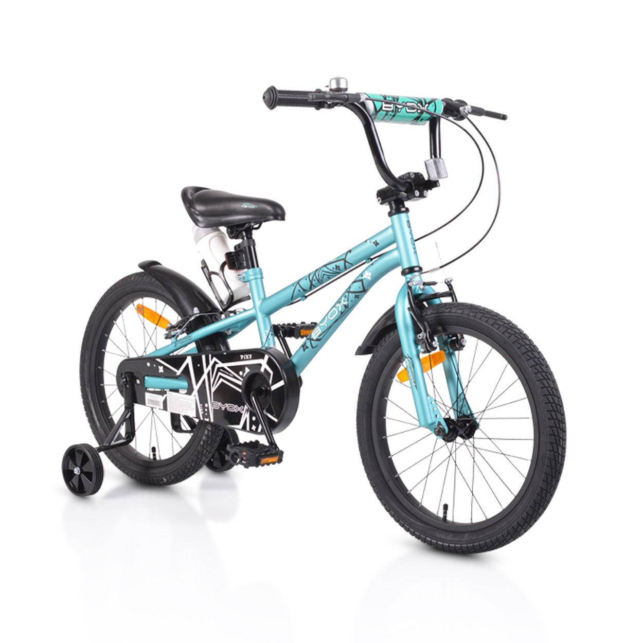 KINDERFAHRRAD 18 Zoll Pixi türkis Klingel, Reflektoren, Stützräder, ab 5 Jahre - Türkis, Metall (84cm)