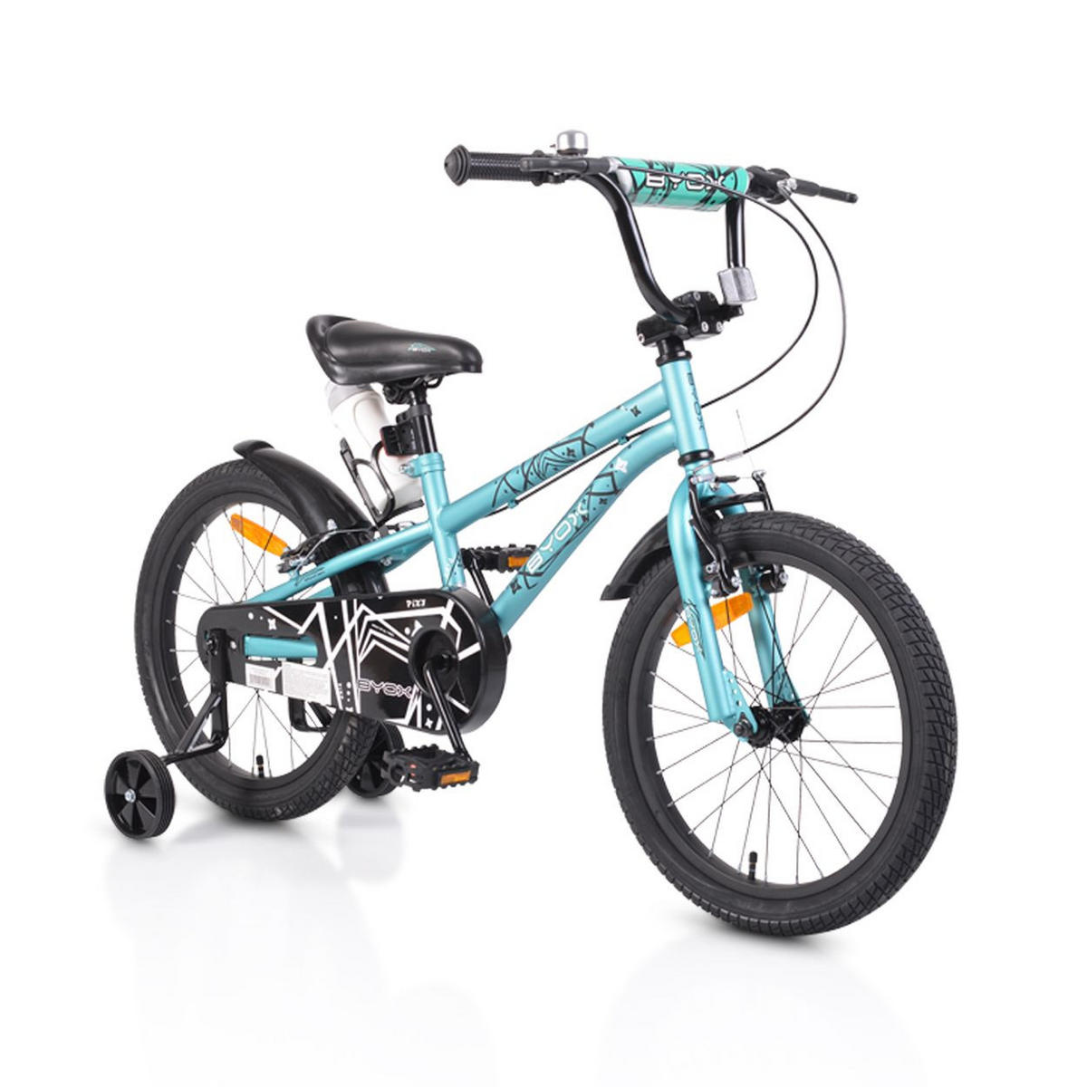 KINDERFAHRRAD 18 Zoll Pixi türkis Klingel, Reflektoren, Stützräder, ab 5 Jahre - Türkis, Metall (84cm)
