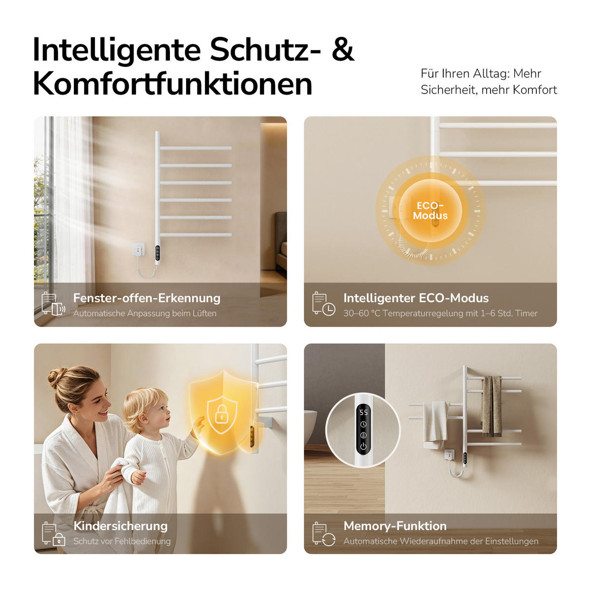 HEIZKÖRPER elektrisch 78,2 x 45 cm mit Smart-Steuerung Weiß - Weiß, Metall (45/78.2/10cm) - EMKE