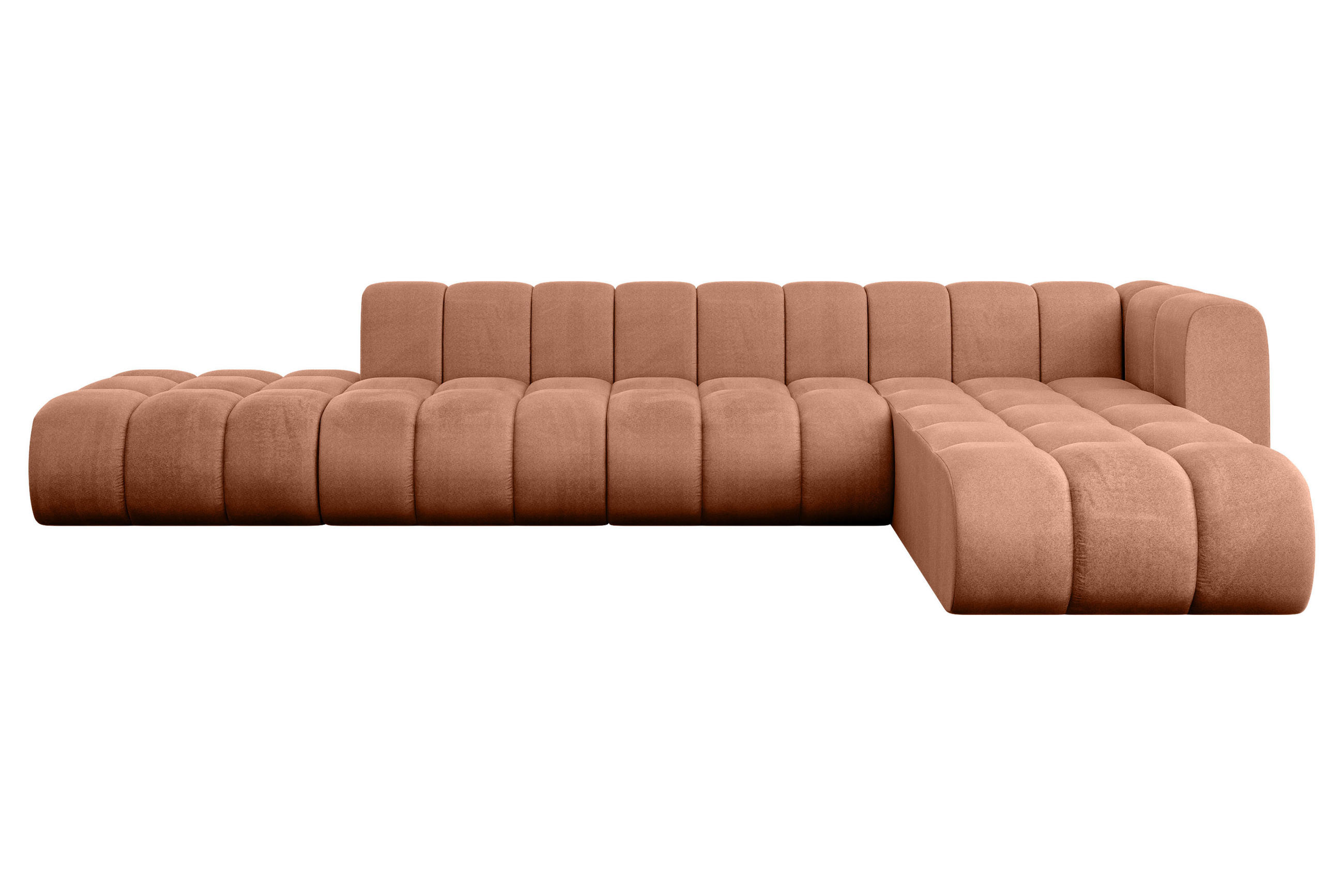 ECKSOFA modulares Sofa Zuvon-L2 - 387x177x70 cm Apricot - Koralle, Holzwerkstoff/Textil (387/177cm) - ALTDECOR
