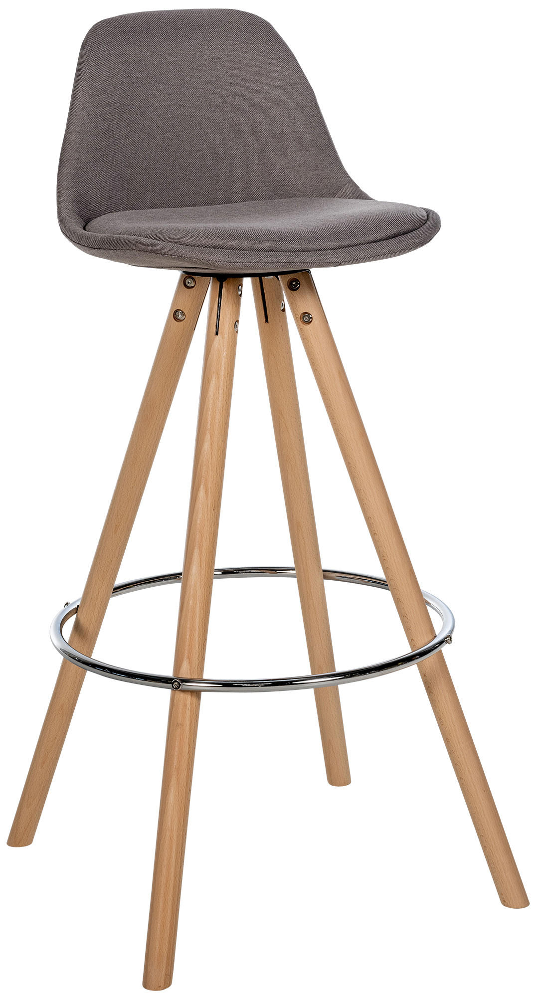 BARHOCKER Stoff taupe - Taupe/Eukalyptusholzfarben, Holz/Textil (38/99/44cm) - CLP
