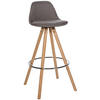 BARHOCKER Stoff taupe - Taupe/Eukalyptusholzfarben, Holz/Textil (38/99/44cm) - CLP