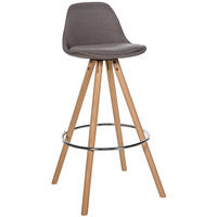 BARHOCKER Stoff taupe - Taupe/Eukalyptusholzfarben, Holz/Textil (38/99/44cm) - CLP