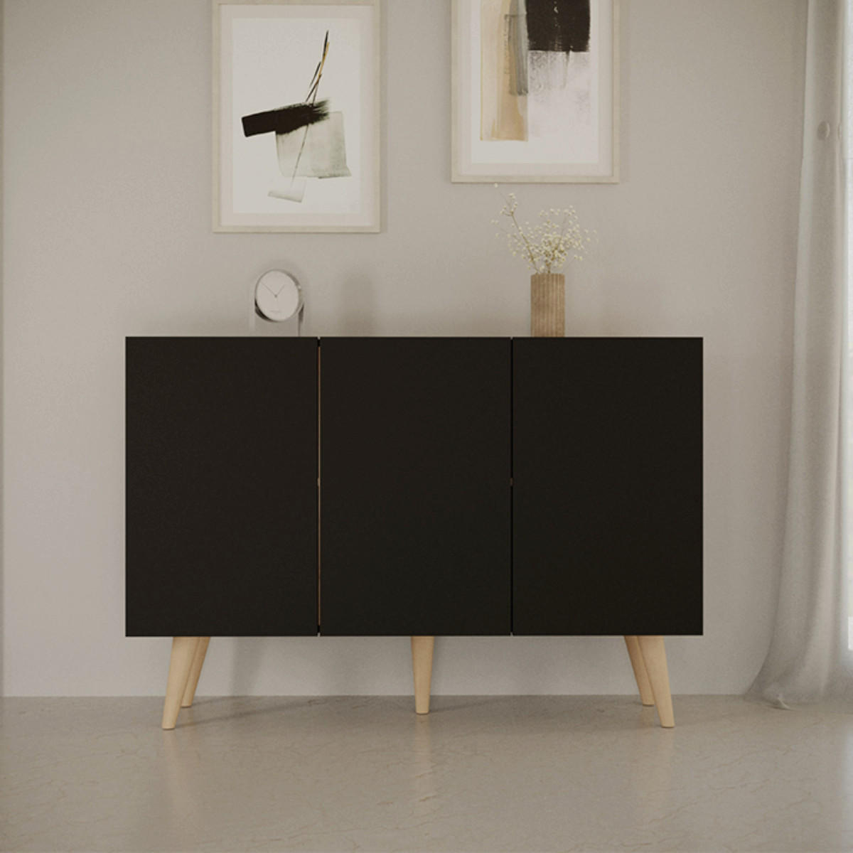 KOMODA Toronto Čierna - čierna, kompozitné drevo (120/95.5/40cm) - Petits-meubles