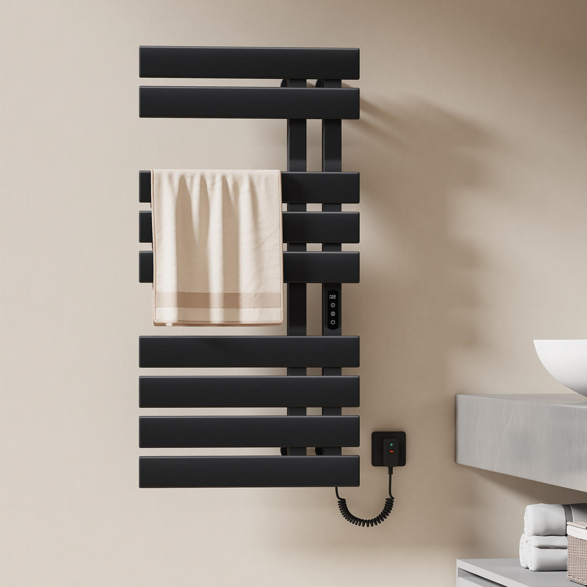 HEIZKÖRPER Elektrisch WLAN Thermostat Schwarz Rechtsanschluss 100/50 cm - Schwarz, Metall (50/100/11cm) - EMKE