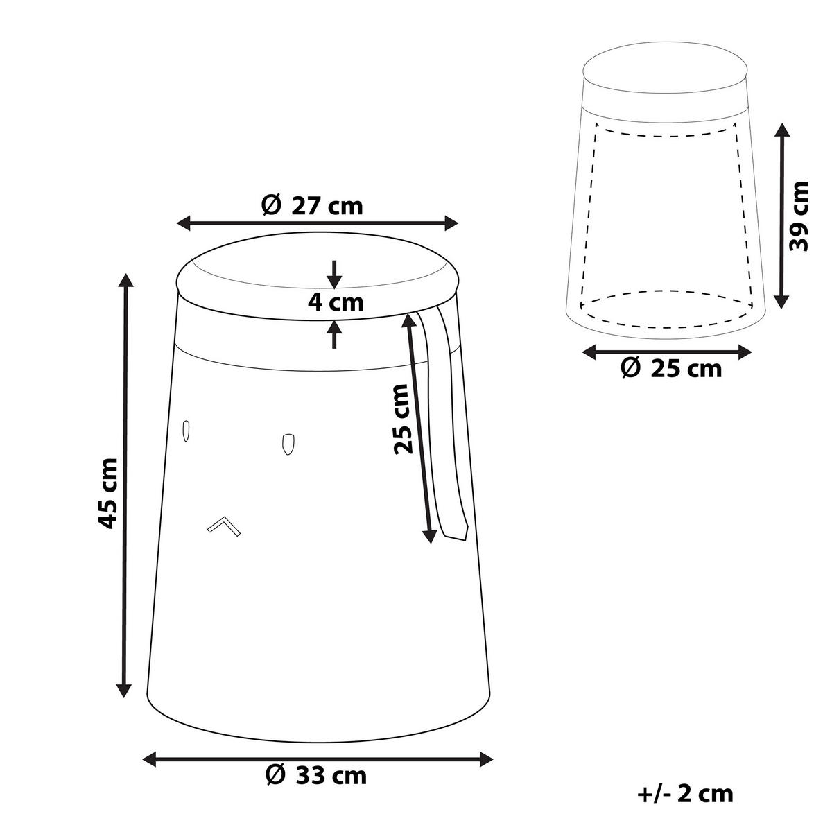 POUF Samurai 33/33/45 cm - Beige, Kunststoff/Textil (33/45/33cm) - Beliani