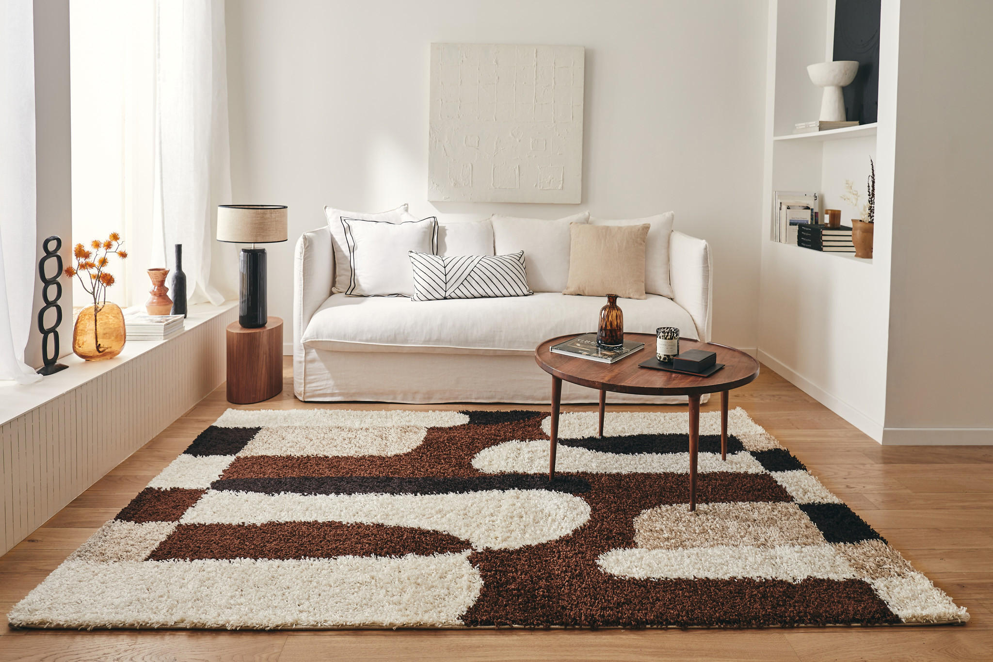 TEPPICH shaggy mit grafischem Muster in Braun Palerme 80x140 cm - Braun, Textil (80/140cm) - Nazar Rugs
