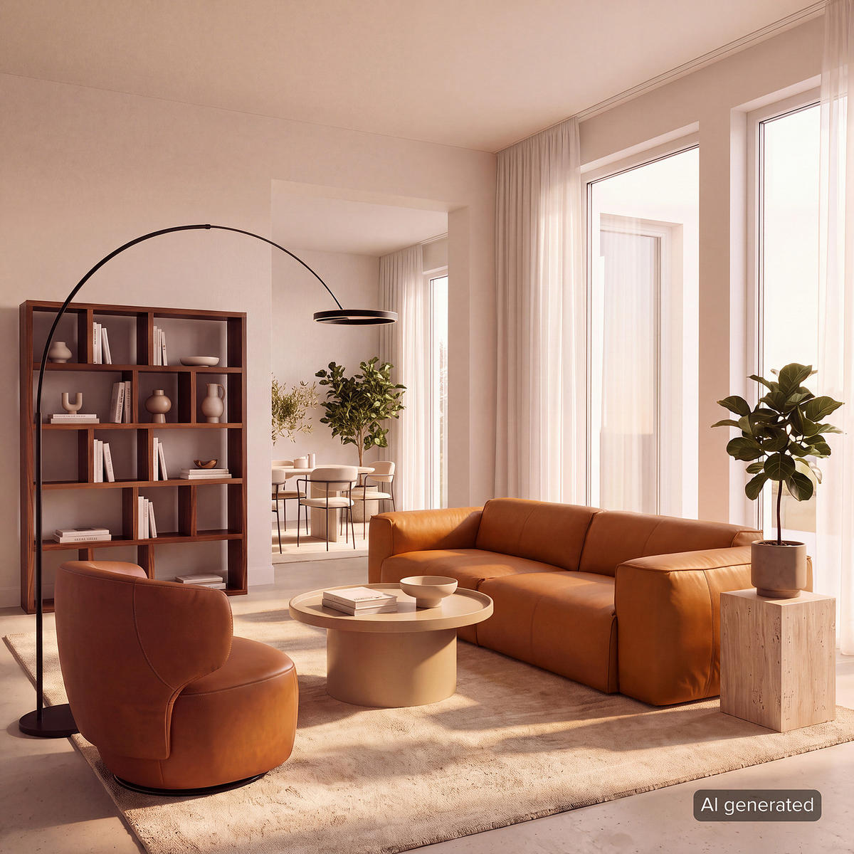 3-SITZER SOFA - Cognac/Schwarz, Leder/Kunststoff (251/71/102cm) - home24