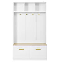GARDEROBE holzoptik weiß sitzbank stauraum - Weiß, Holzwerkstoff (105/180/40cm) - Urban Meuble