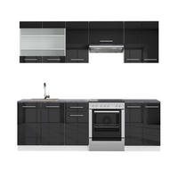 KÜCHENZEILE Fame-Line Anthrazit Hochglanz/Weiß 240 cm, AP Anthrazit - Anthrazit/Weiß, Holzwerkstoff (240/81.6/60cm) - Vicco