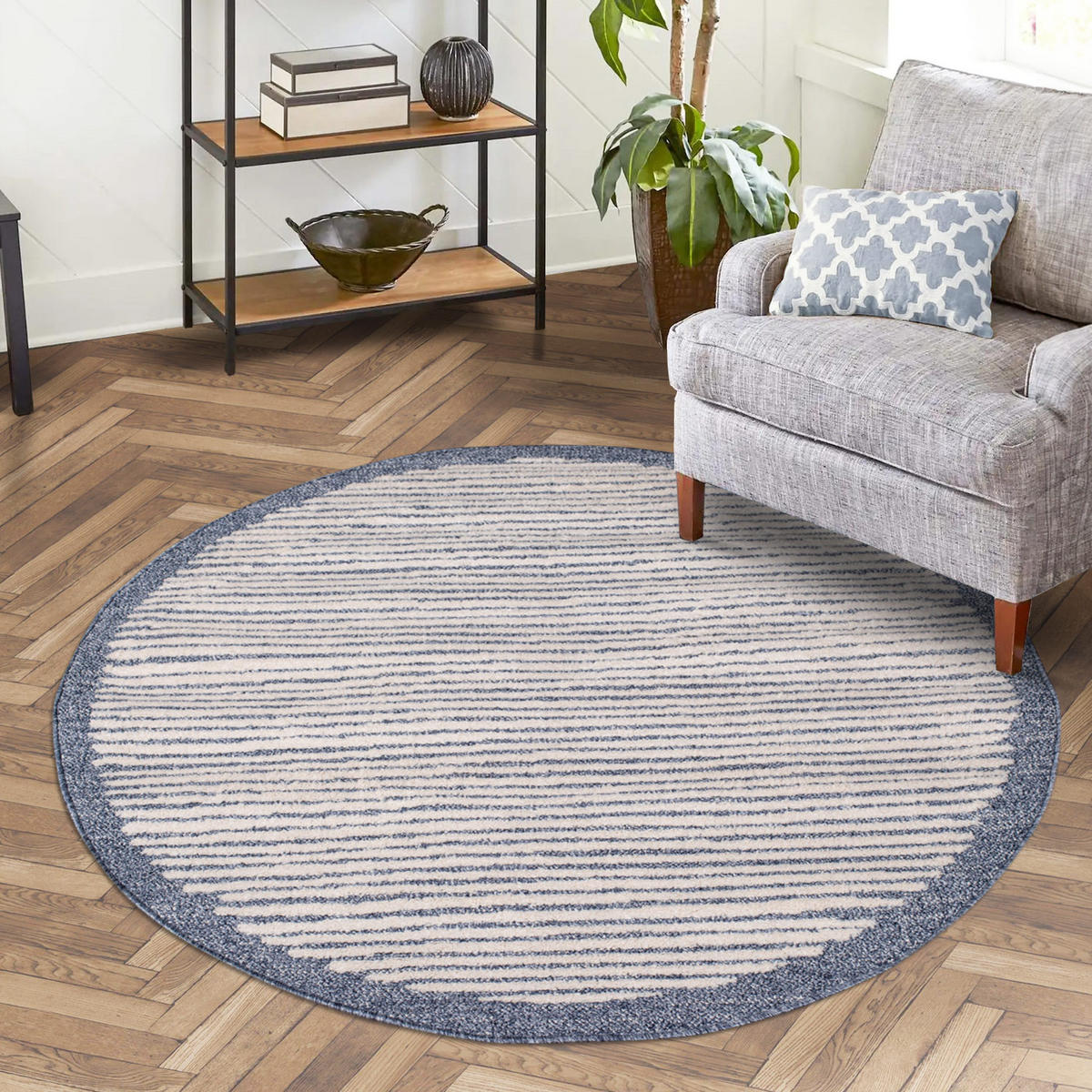 KURZFLOR-TEPPICH Art 2231 Blau 200x200 cm rund - Blau, Textil (200/200cm) - carpet city