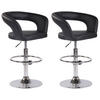 BARHOCKER 2er Set Lederlook schwarz - Chromfarben/Schwarz, Textil/Metall (58/82/47cm) - CLP