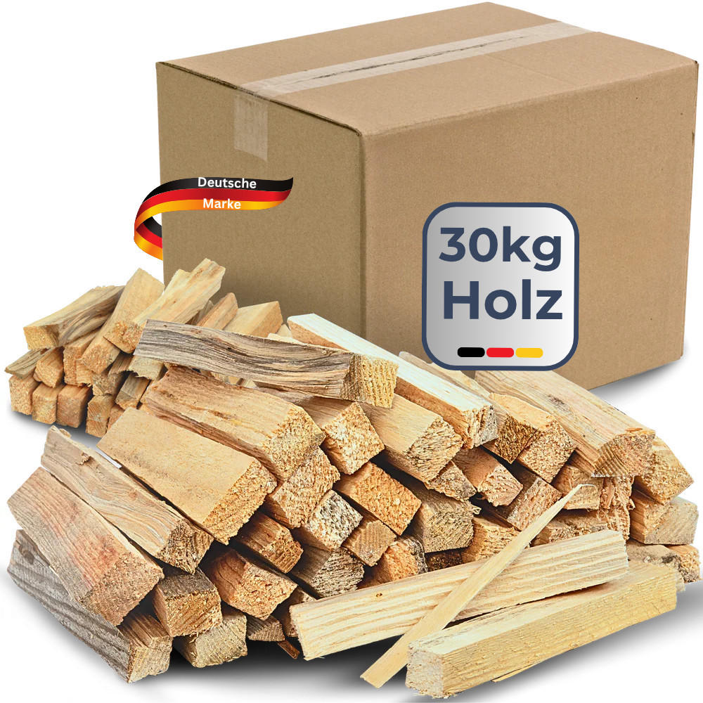 ANFEUERHOLZ Anzündholz 30kg Nadelholz trocken - Braun, Holz (50/50/40cm) - DELUKE