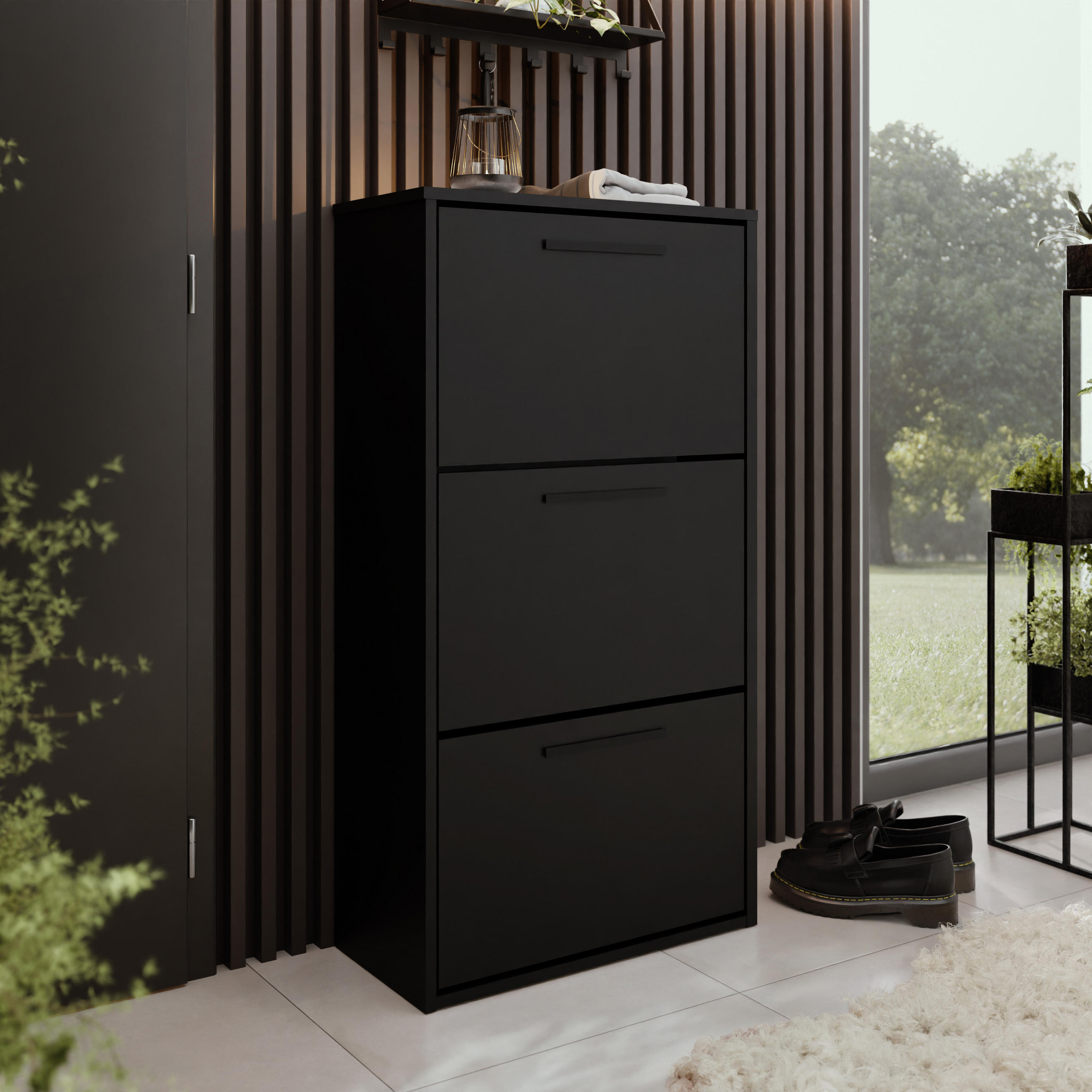SCHUHSCHRANK Asper SCHUHSCHRANK Asper Schwarz - Schwarz, Holzwerkstoff (59/114.6/24cm) - Kier Furniture