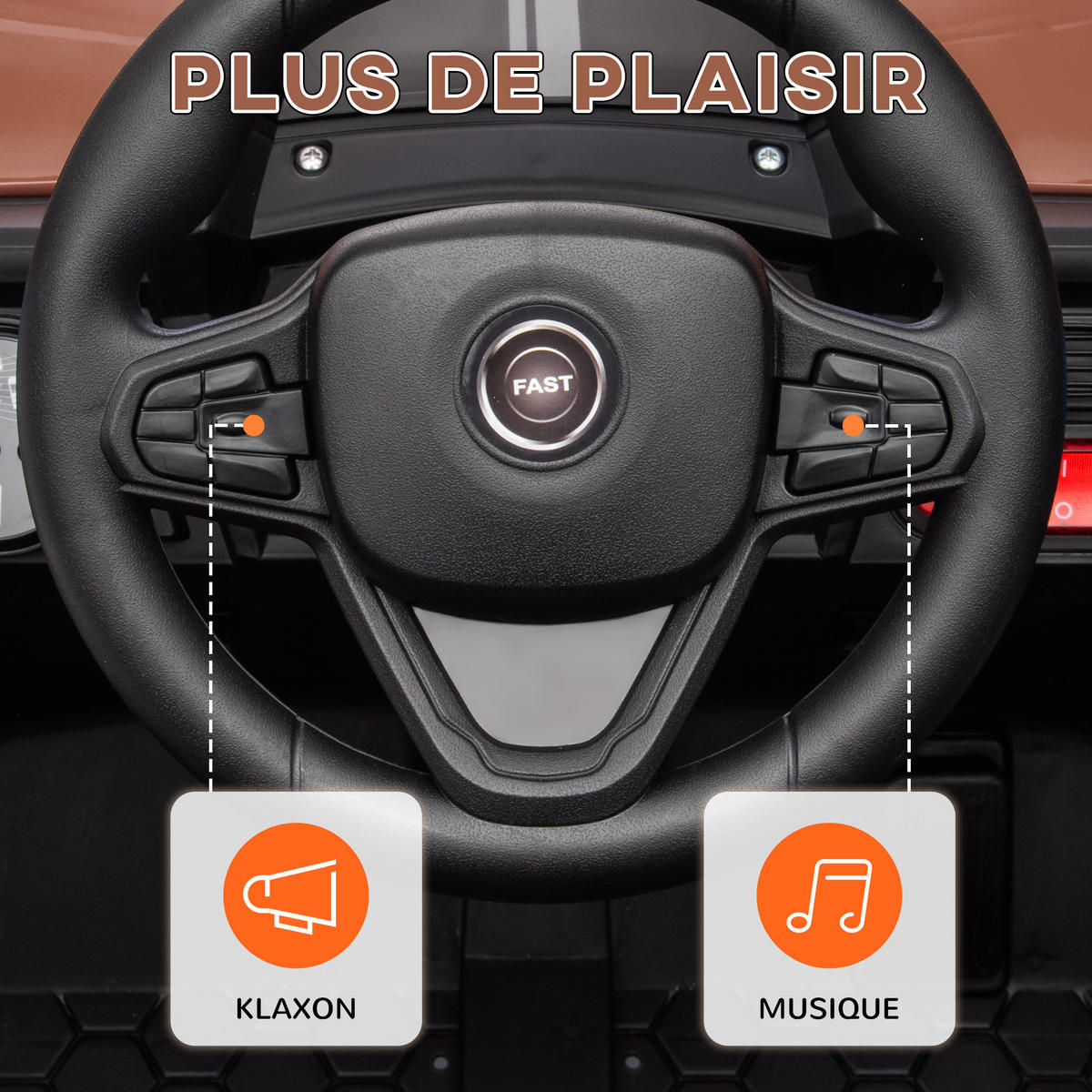 ELEKTRO-KINDERAUTO DE-13045 2,4G Fernbedienung Braun - Braun, Kunststoff (103/69/59cm) - ComfortXL