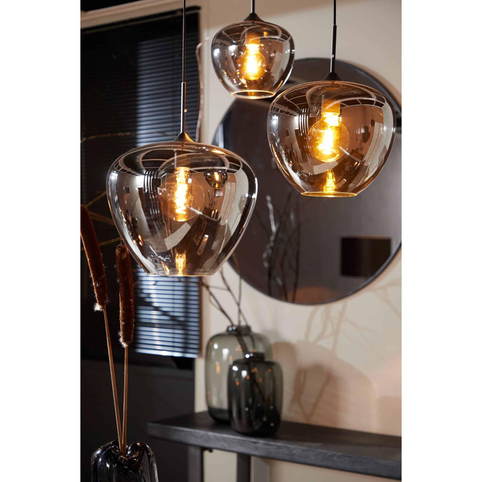HÄNGELAMPE Mayson Grau Ø40/34 cm - Grau, Glas (40/40/34cm) - Light & Living